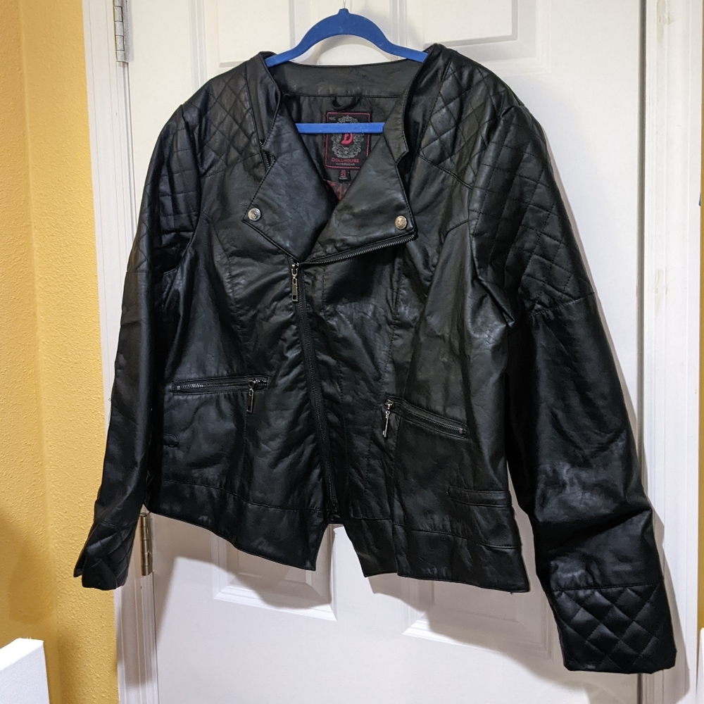 Dollhouse faux leather jacket 2x black Moto NWOT
